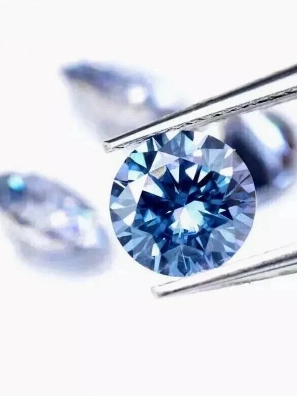 2CT Certified Blue Diamond Moissanite Solitaire Ring in 925 Sterling Silver Sz 7 - Picture 6 of 16